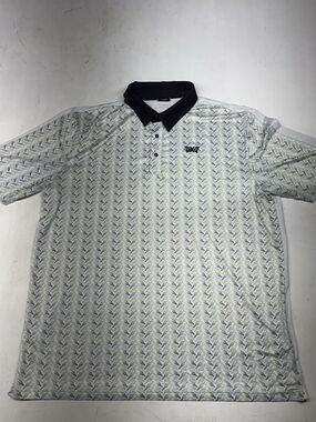 PXG Cactus Print Golf Polo Performance Short Sleeve Breathable White Mens XL